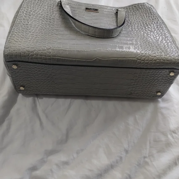 Kate Spade Gray Crocodile-Embossed Shoulder Bag - Picture 9 of 14